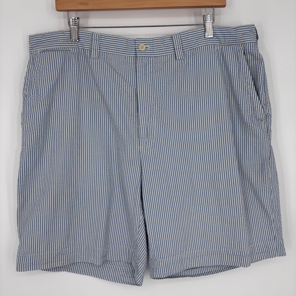 Polo Ralph Lauren Seersucker Shorts Mens 38 (Tag 40) Blue White Striped Preppy